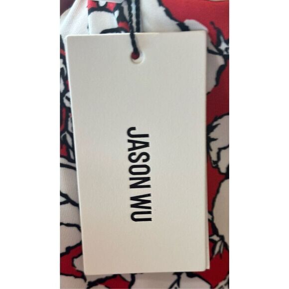 Jason Wu Jersey Turtleneck in Abstract Floral Print in Plaster Red & White NWT S - Picture 9 of 10